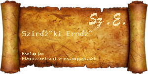 Sziráki Ernő névjegykártya